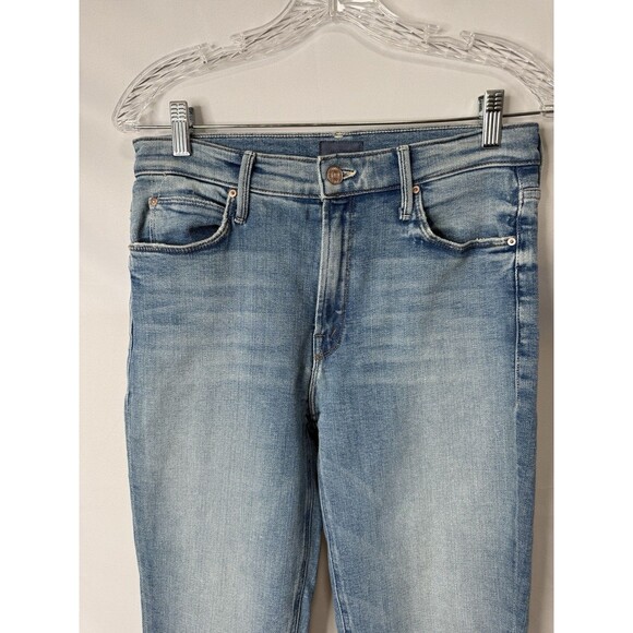 Mother High Waisted Runaway Bootcut Jeans 28 Dropping In Light Denim Blue USA - Picture 13 of 16